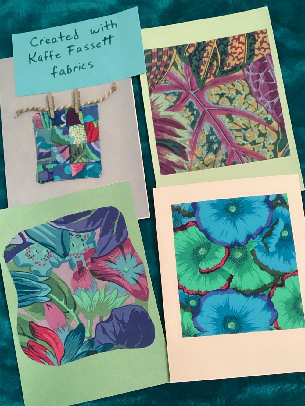 #6 blank cards with Kaffe Fassett fabrics